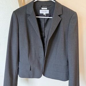 Calvin Klein Women's Charcoal Gray Stretch Blazer & Skirt Suit